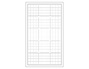 Detailed Outline Vector Blueprint Illustration of Solar Panel Module: Black and White Wireframe Technical Drawing for Sustainable Energy Generation and Green Renewable Power System Diagrams.