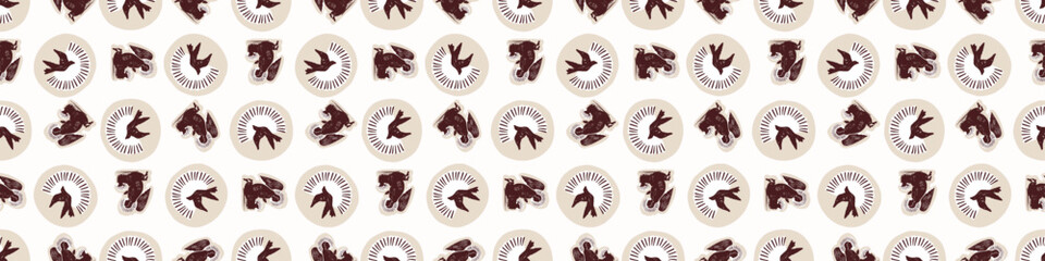 Obraz premium Religious nativity scene trim. Hand drawn angelic messenger for Christian Christmas vector. Lino cut Angels ribbon. 