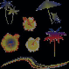 hawaiian tropical pixel huichol pack collection in vector art