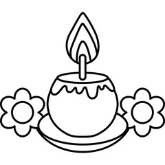 Obraz premium vintage-candle-holder-outline-vector-icon