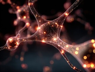 Intricate Neural Network with Glowing Synapses and Abstract Background