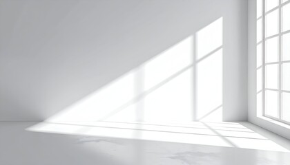 Fototapeta premium Bright White Room with Sunlight Streaming Through Window.