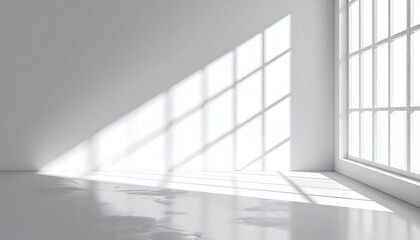 Obraz premium Bright White Room with Sunlight Streaming Through Window.