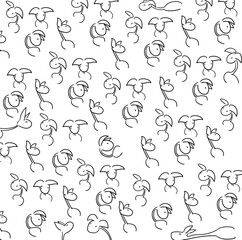 Artwork featuring a cluster of drawn, eared animals