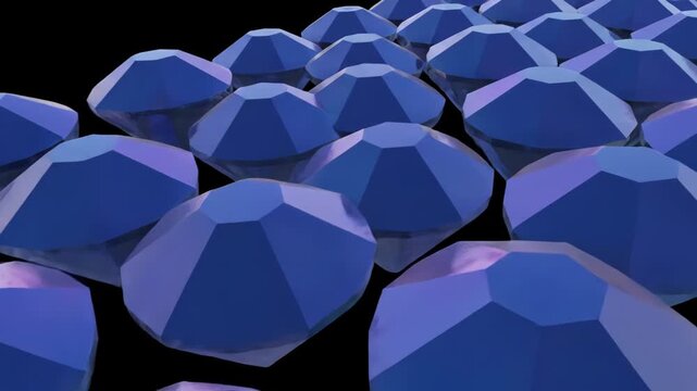 Multiple Blue Umbrellas Arranged in an Artistic Pattern Against a Black Background with Dramatic Lighting