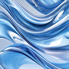 ディープブルーのダイナミックなガラスの曲線。AIやデータサイエンスをイメージした未来的でクールな3D背景。 (Deep blue dynamic glass curves. Futuristic and cool 3D background imaging AI and data science.)