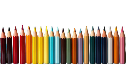A Vibrant Row of Colored Pencils Lined Up Against a Solid Black Background