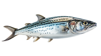 A realistic illustration of a single Atlantic mackerel fish with distinctive wavy lines on its back, depicted against a transparent background.
