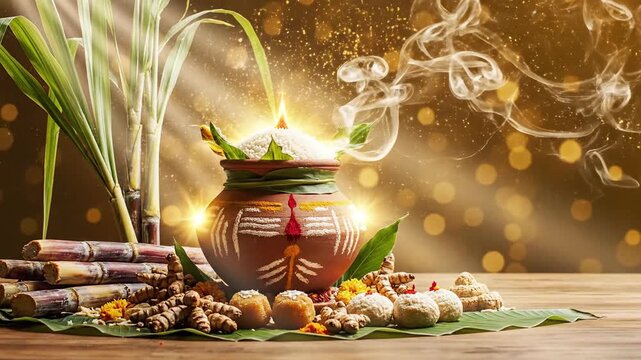 Makar Sankranti Pongal Harvest Festival Celebration Still Life