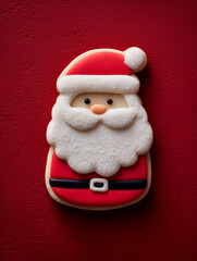 santa claus sugar cookie, christmas santa face cookie, festive holiday cookie design
