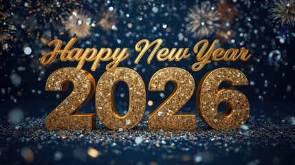 happy new year 2026 text with Glitter Texture