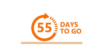 55 Days to go illustration on white background. Calendar Counting Days.  55 Days countdown number.