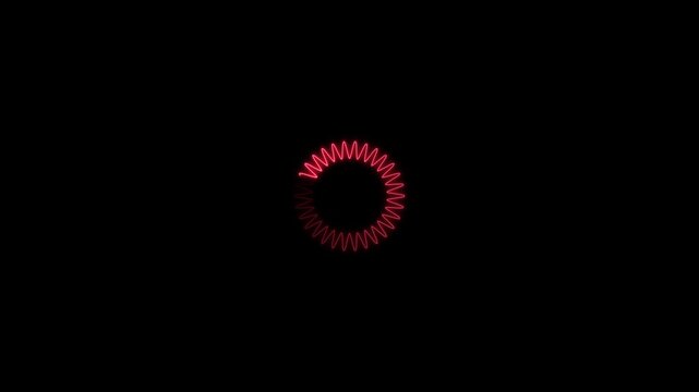 red circular progress indicator rotating around empty center for processing status motion graphics.