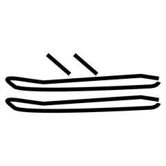 black and white ski board winter outline icon vector