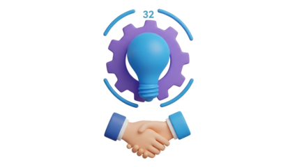A 3d render illustrating the intersection of ideas, technology, and partnership for business success