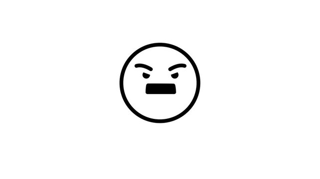Animated Angry Face Emoticon Icon Loop.