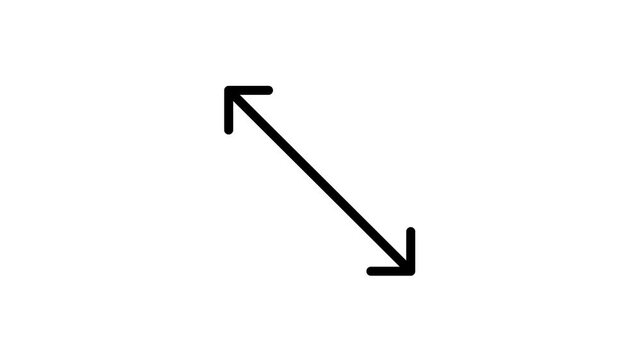 Animated diagonal arrow with two heads pointing outwards.