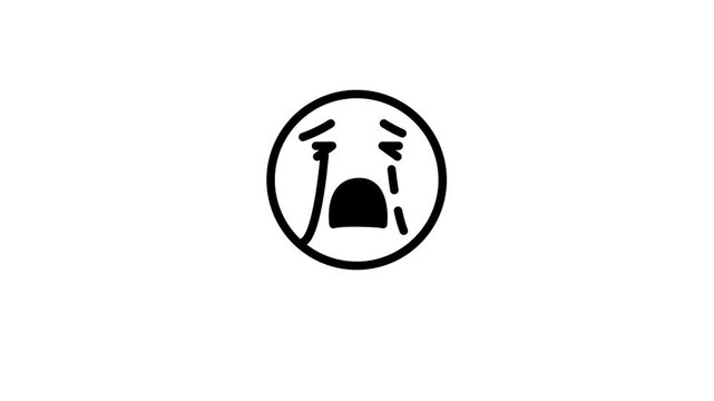 Animated Crying Emoji Icon Loop.