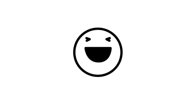 Animated Laughing Face Icon Loop on White Background.