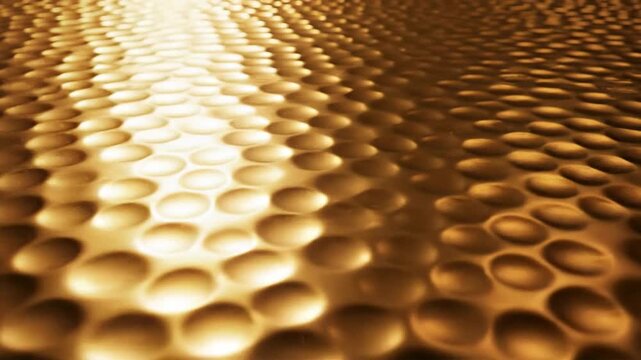 Abstract golden surface texture with repeating pattern and light reflection