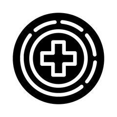 Obraz premium Medical logo design with plus symbol in concentric circles. Suitable for healthcare, medical, and pharmaceutical industries. Ideal for branding materials. 