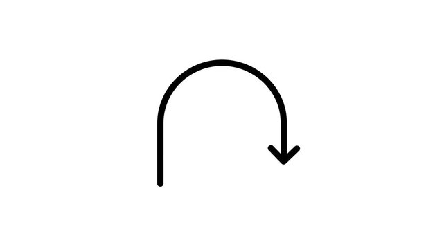 Animated U Turn Arrow Icon on a White Background.