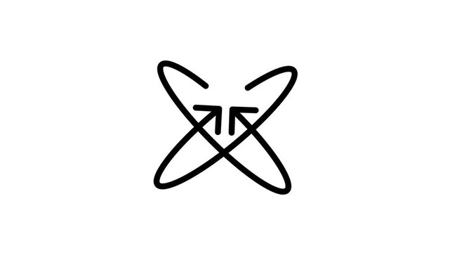 Minimalist Abstract Icon with Intersecting Orbits and Arrows.