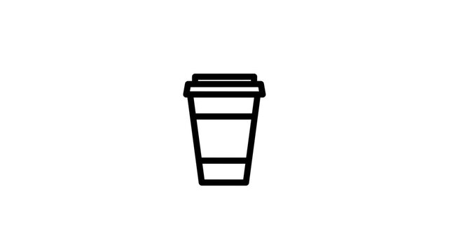 Minimalist Animated Takeaway Coffee Cup Icon Loop.