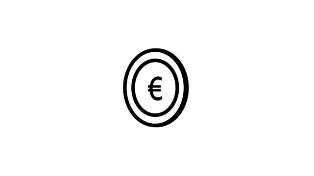 Minimalist Euro Coin Icon Looping Animation on a White Background.