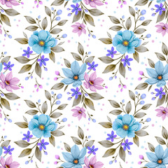 Seamless floral pattern vector illustration with vintage pastel flowers, leaves, and butterflies for textile, fabric, and spring summer wallpaper design