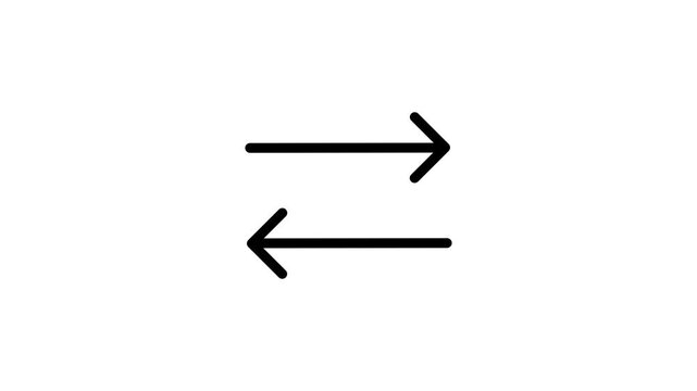 Minimalist Two Way Arrow Animation Loop on White Background.