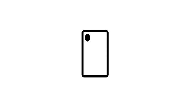 Modern Smartphone Line Icon Rotating Animation Loop.