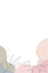 Abstract Pastel Botanical Background Vector with Soft Shapes Floral Modern Aesthetic Style