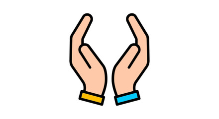 Fototapeta premium stylized cupped hands icon showing protection care and support ideal for illustrating concepts of giving receiving and human connection.