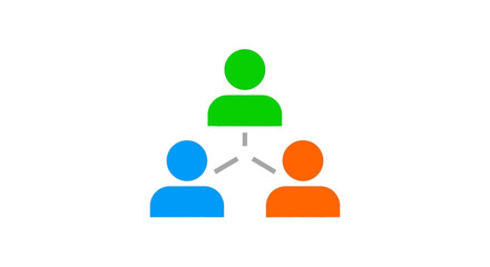 stylized people icons forming a hierarchical network representing team collaboration leadership and organizational structure for modern business management.
