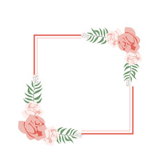 Square Floral Frame Vector Illustration with Elegant Roses Botanical Wedding Border Design
