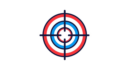 target icon with crosshair in red white and blue concentric circles minimal flat vector illustration for marketing goals and business focus