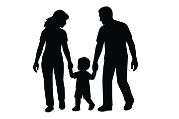 United walking family silhouette ideal for heartfelt emotional vector illustrations.