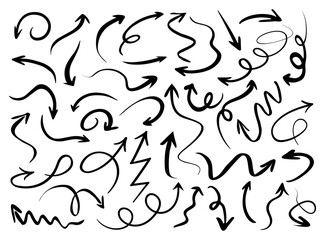 Hand drawn arrows set sketch style, marker arrows for infographic and presentation