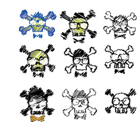 skull cartoon kid sketch style pack in vector format