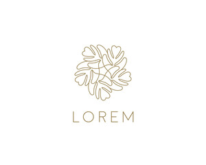 Line leaf tree flower logo design. Universal luxury boutique  sign