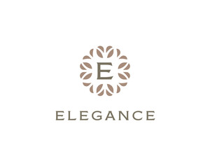 Premium monogram letter E initials logo. Universal symbol icon  design. Luxury abc leaf logotype