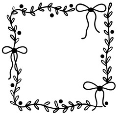 Square Garland Frame with Bows – Decorative Holiday Border