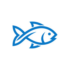 Blue fish logo design simple and modern illustration.