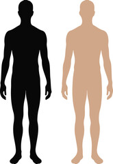Fototapeta premium Human Silhouette Comparison – Black and Skin Tone Figures