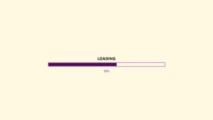 Progress bar design element displaying loading status at fifty-eight percent for digital projects and online applications