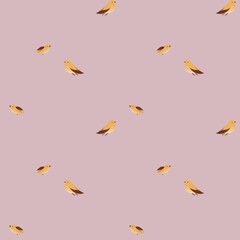 Seamless Pattern with Small Birds on Soft Pink Background