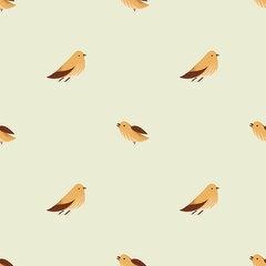 Seamless Pattern with Small Birds on Light Background