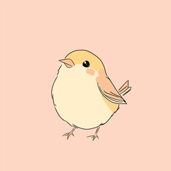 Cute Cartoon Bird Illustration on a Simple Background.