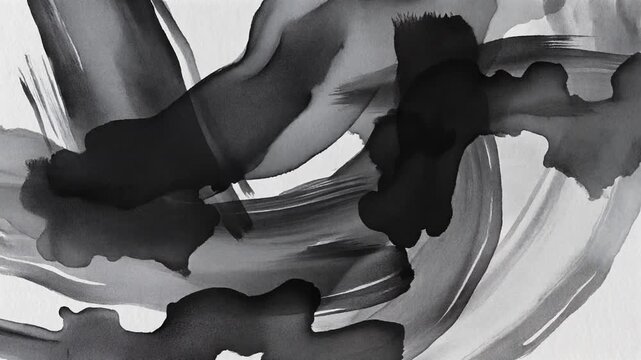 躍動感あふれる白黒墨絵の背景動画